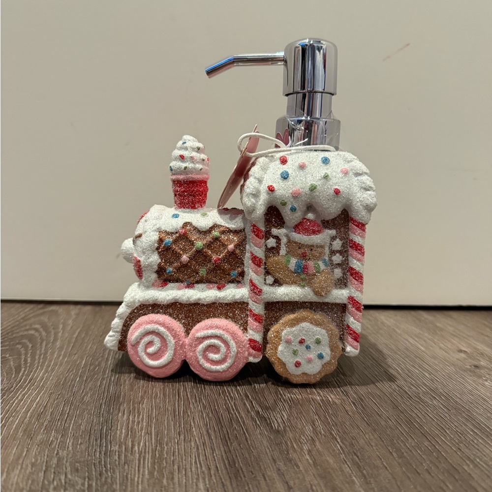 Pretty Pastel Gingerbread Train Soap Dispenser- NWT